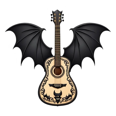 guitar with bat wings and vampire motifs sticker