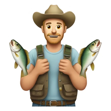 Redneck with fish in hands sticker