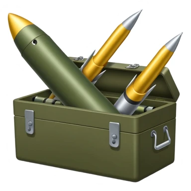 A military box filled with combat missiles sticker
