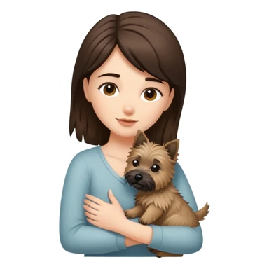 Brunette girl with cairn terrier hug sticker