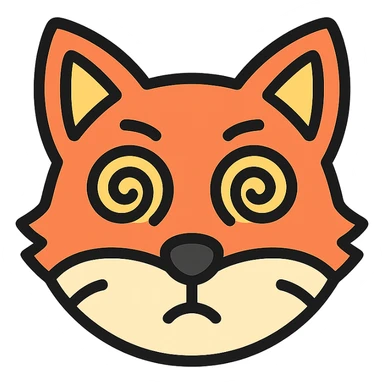 dizzy fox with spiral eyes, no background sticker