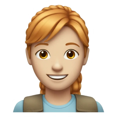 Straight ginger hair girl with bangs and blue eyes smiling sticker