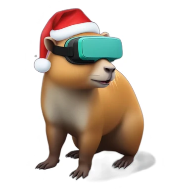 full body capybara in vr headset christmas sticker