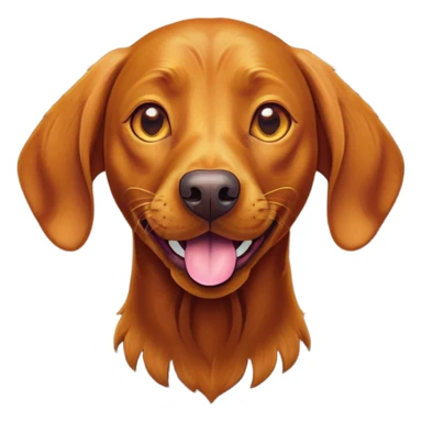 Cinematic Comical Vizsla Portrait Emoji, Head tilted dramatically with an exaggeratedly amused expression, featuring a striking rust and gold Fur with bold accents, wide, expressive amber eyes filled with playful disbelief, Simplified yet hilariously expressive features, highly detailed, glowing with a slightly sassy glow, high shine, dramatic yet playful, stylized with an air of cheeky mischief, bright and endearing, soft glowing outline, capturing the essence of a spirited and over-the-top companion, so meme-worthy it feels like it could side-eye its way into internet fame instantly! sticker