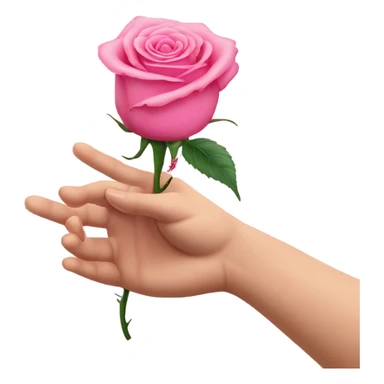 An image of a hand holding a pink rose, with a thorn piercing the skin, showing , symbolizing the pain of beauty or love sticker