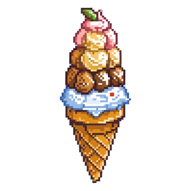 Peach ice cream scoop in a waffle cone sticker