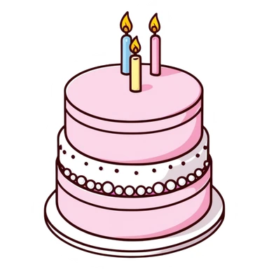 light pink birthday cake decorated with pearls sticker