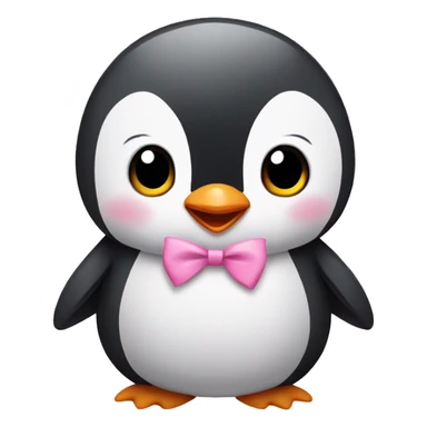 Baby penguin with pink bow on head, pink blushing cheeks sticker