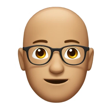 A guy with a brown circular face and has glasses and has a circular head shape and has no hair and also no ears. sticker