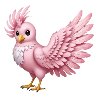 Pastel pink feather winged Fakémon-creature sticker
