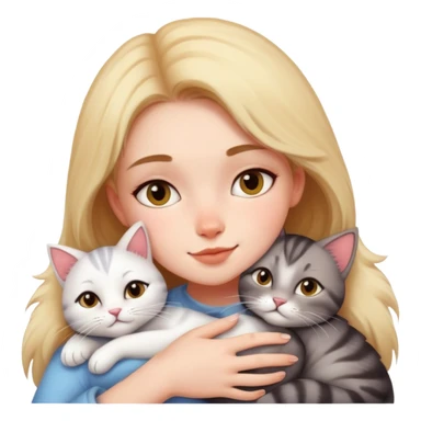 Girl snuggling with cats sticker