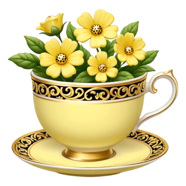 Yellow floral teacup sticker