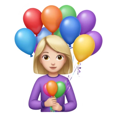 Girl with bouquet of balloons sticker