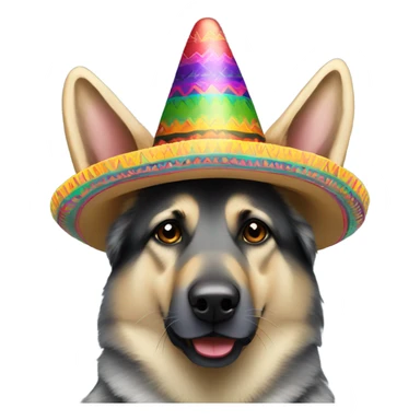 Silver German shepherd wearing sombrero sticker