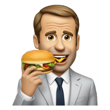 Emannuel Macron eat burger sticker