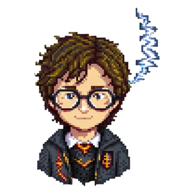 Harry Potter with glasses and a lightning scar sticker