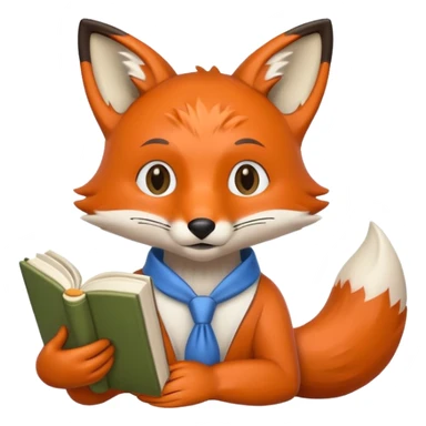 student fox with book sticker