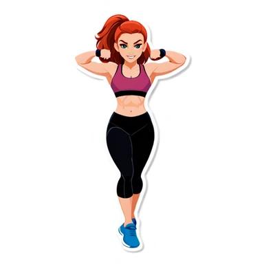 Red Hair Gym Girl  sticker