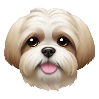 shih tzu cream colored with a brown nose and muzzle with pink bow sticker