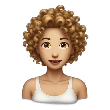 female face with curly hair and with large irregular milk stains sticker