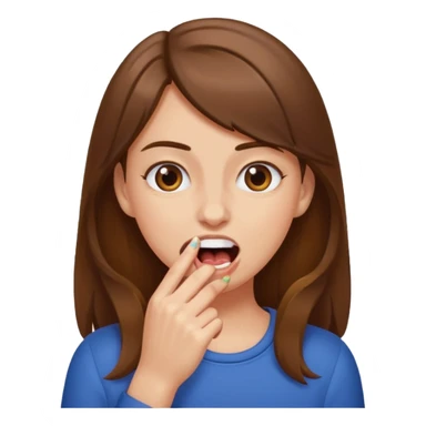 Une fille brune et blanche qui se mord l'ongle avec ses dents sticker