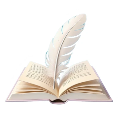 Create a delicate and poetic emoji representing poetry. The design should feature several elegantly flying pages with poetic lines written on them. The pages should appear light and flowing, almost as if being carried by the wind. Include a white feather gently resting on the pages, symbolizing creativity and inspiration. Use soft, pastel tones to give it a dreamy, artistic feel. The design should feel ethereal and whimsical, capturing the essence of poetry. Make the background transparent. sticker