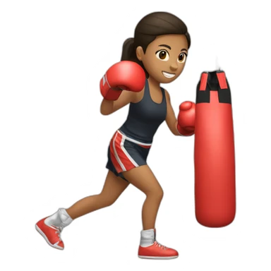 girl punching a muay tai boxing bag sticker