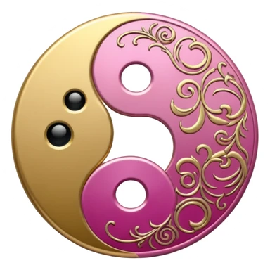 Yin Yang gold and pink sticker