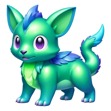 Shiny epic green blue and purple animal-fakemon sticker