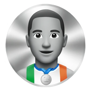 Silver medal with number one on it, no other text sticker