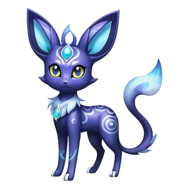 Shiny Exotic Badass Colorful Ethereal Royal Mysterious Gothic Espeon-Meowstic-Umbreon-Pokémon-Fakémon-hybrid-creature (full body) with random pattern-markings sticker