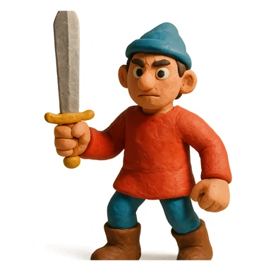 claymation style man with broadsword sticker