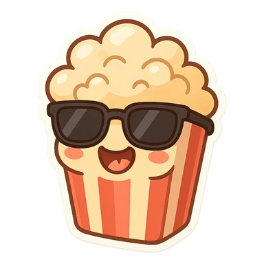 silly popcorn with sunglasses and a goofy grin sticker