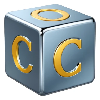 3D cube with letter C on it sticker