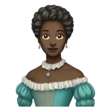A black woman from 18th century,short hair, cyan gown sticker
