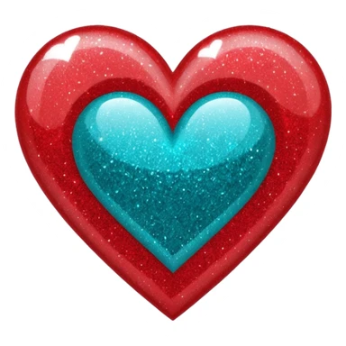 glitter heart split red and teal sticker
