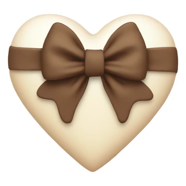 Cream heart with brown bow sticker