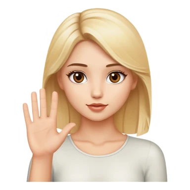 Pretty Blonde model, brown eyes, raising hand  sticker