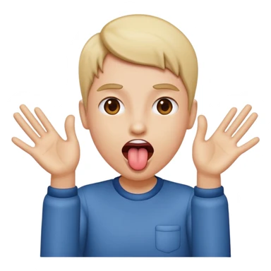 Tongue out with hands open on the side sticker