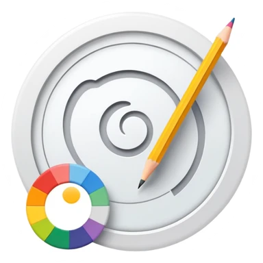 digital graphic template with a pencil, crop icon, and color palette tools around it sticker