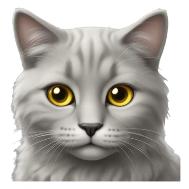 Gatto grigio fumo con occhi gialli peloso sticker