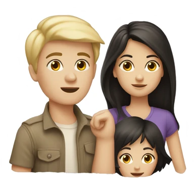 One Dark haired Brunette Girl, one blond girl, two dark haired boys sticker