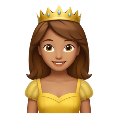 Princess daisy yelllow dress standing with brown hair sticker