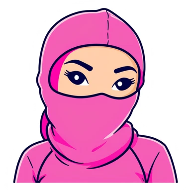 sassy female hustler in pink balaclava, entrepreneurial woman, confident pose sticker