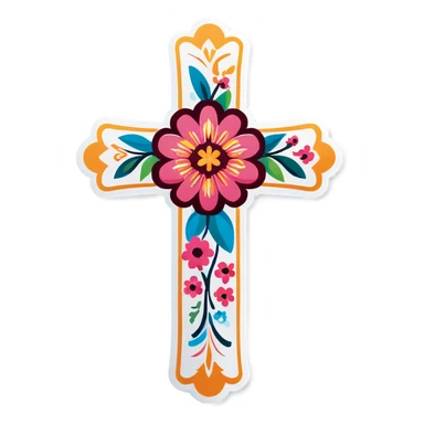 Cross with flowers  sticker
