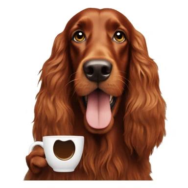 Happy Irish setter with coffee sticker