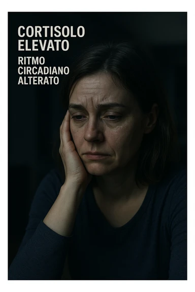 Donna con cortisolo elevato ritmo circadiano alterato immagine realistiche in italiano sticker