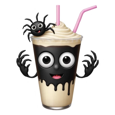 Black spider drinking a milkshake  sticker