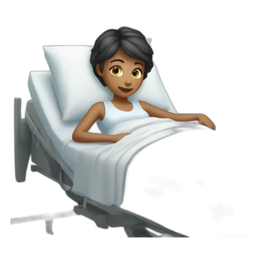 Girl whith short hair in the bed of hospital sticker