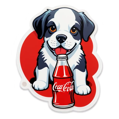 Dog with Coca Cola sticker